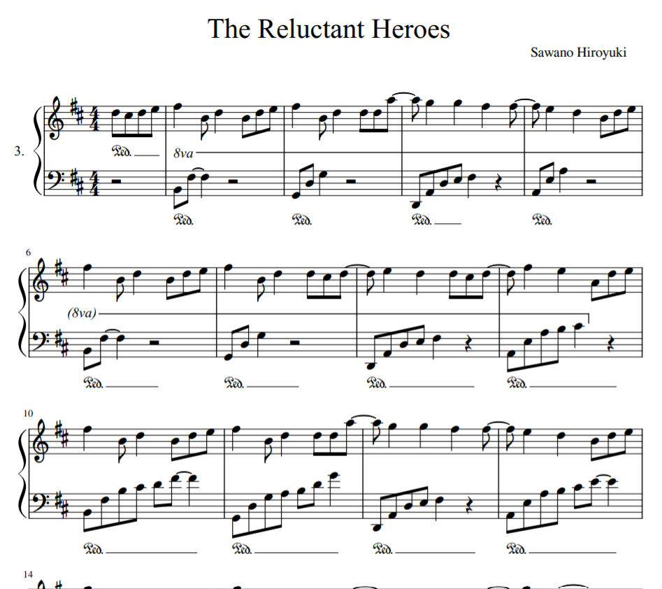 The Reluctant Heroes sheet piano